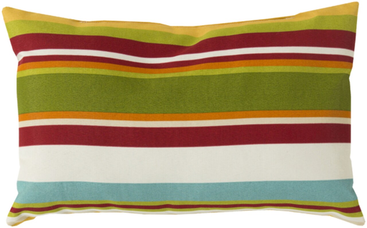 Tiwari Home 20" Green and Red Striped Rectangular Throw Pillow